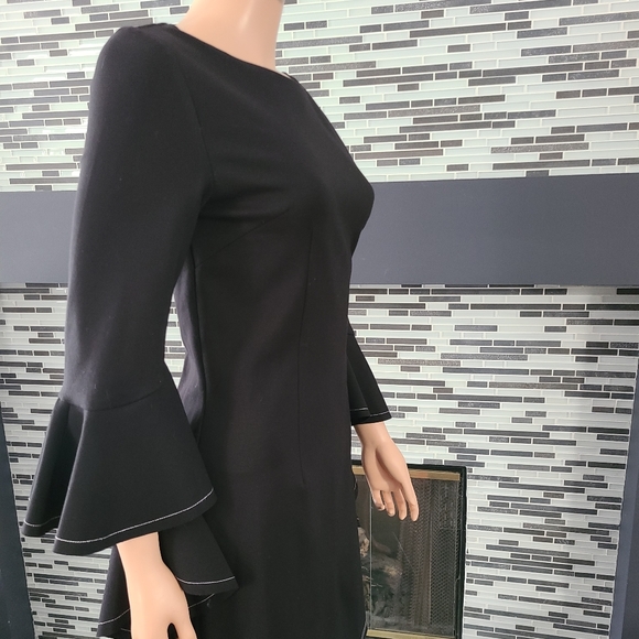 Alice & Olivia Ruffled Sleeve Black Dress 8 - Picture 4 of 6